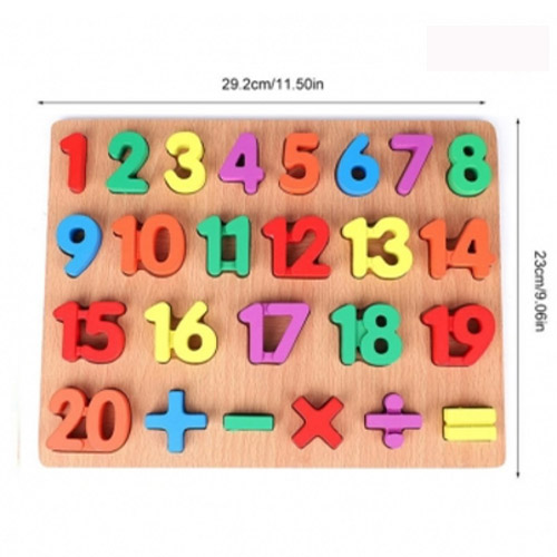 Wooden Puzzle with Numbers for Children , Learning Game with Colours and Shapes