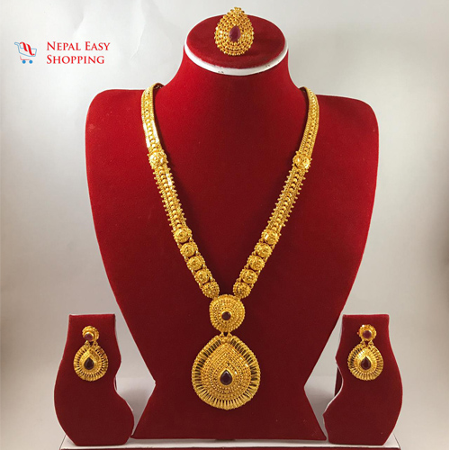 Panchdhatu Rani Haar with Earning Set Gold Plated
