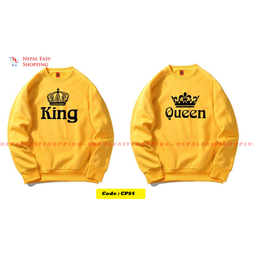 King & Queen - Yellow Matching Couple Hoodies - His and Her SweatShirts