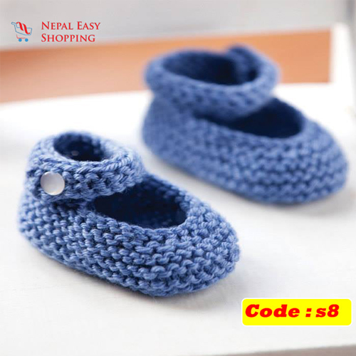 Handmade Newborn Knit Acrylin Navy Blue Shoes, Soft Acrylic Baby Booties, Baby Girl Welcome Gift,Newborn Girl Shower Gift