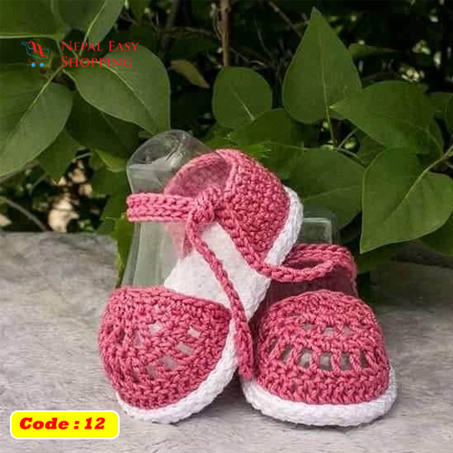 Handmade Newborn Knit Acrylin Pink Shoes, Soft Acrylic Baby Booties, Baby Girl Welcome Gift,Newborn Girl Shower Gift