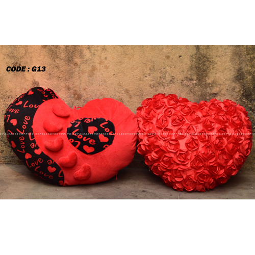 Love Heart Shape Soft Plush Stuffed Cushion Pillow Toy in Red Color