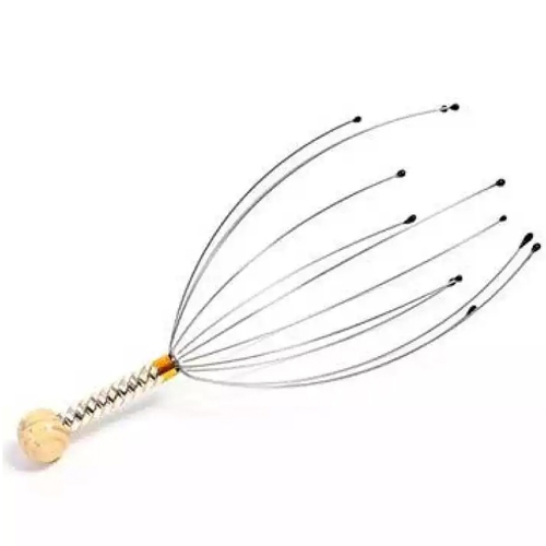 Metal Octopus-Shaped Scalp Head Massager Scratcher -2 Stainless Steel Tines Are 5 And 6.5 Inches