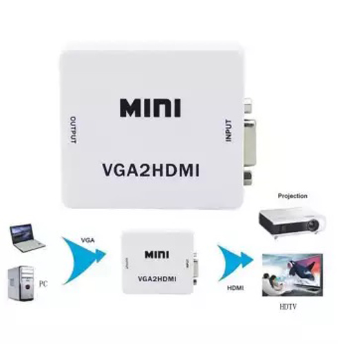Mini VGA to HDMI Adapter VGA2HDMI Converter Connector with Audio for PC Laptop to HDTV Projector