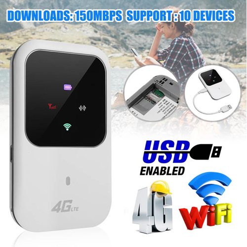4G LTE Wireless Router Unlocked Travel Partner WiFi Data Box Terminal  USB SIM Card Easy Charge Carrying Outdoor Handheld