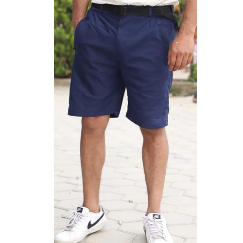 Men's Regular Dark Blue Fit Cotton Woven Shorts