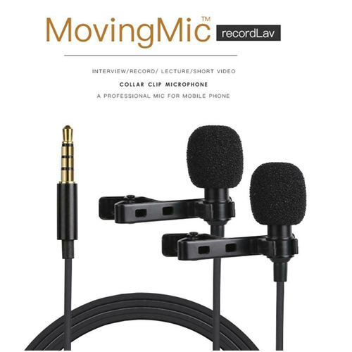 Recordlav Mic (100% Original Mini Lavalier Lapel Microphone Dual Headed Recording Clip On Condenser Mic )