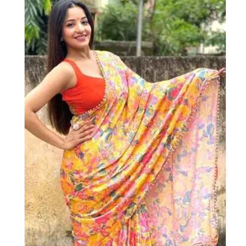 Orange Multicolor Floral Digital Print Japanese Satin Silk Saree With Blouse  Piece For Women - Online shopping in Nepal, Nepal online shopping, Send  gifts, Farlin product, Wall decor canvas, dolls, buy gadgets