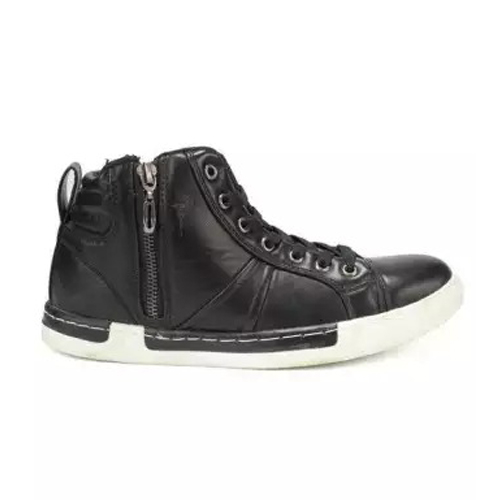 Black Side Zippered Lace-Up Shoes For Men