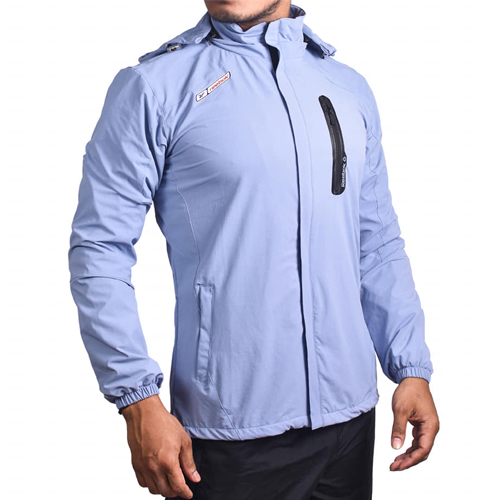 Light Blue Cotton Windcheater Jackets For Men's