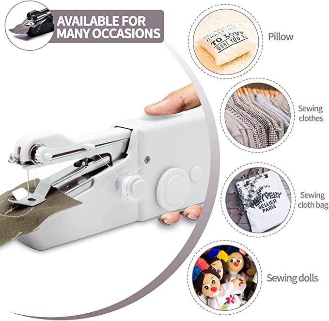 Handheld Sewing Machine, Mini Electric Portable Sewing Machine, Household Quick Repairing Tool with Conventional Kit, for Fabric Cloth Handicrafts Home Travel Use