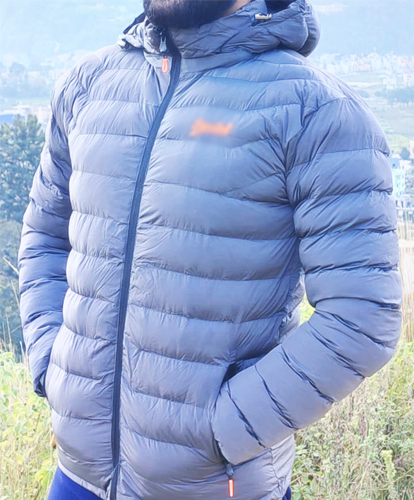 Men's Packable Lightweight Water Resistant Puffer Hooded Down Jacket Grey