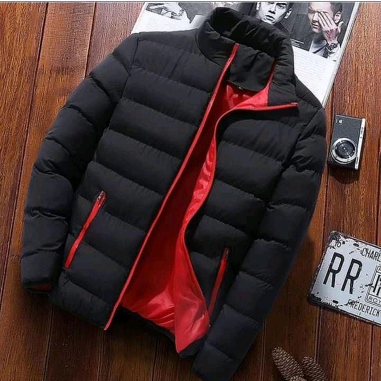 Men's Lightweight Wind/Dust Proof Puffer Stand Collar Winter Warm Jacket Black