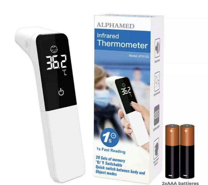 Alphamed Medical Children Adult Baby Ear Fever Non Contact Laser Infrared Thermometer With Lcd Screen Digital Thermometer Gun High Accuracy