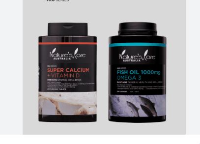 Nature's Care Set Of 2 Food Supplements, Fish Oil 1000mg Omega 3, 200 Capsules & Super Calcium + Vitamin D Chewable, 240 Tablets