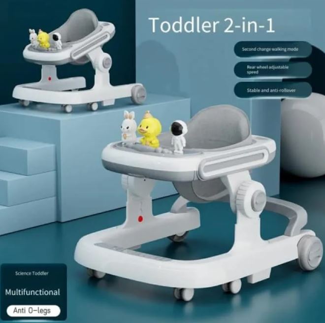 Modern Baby Walker with Adjustable Height Wheels Speed Anti-o-leg Anti-rollover Design and Music