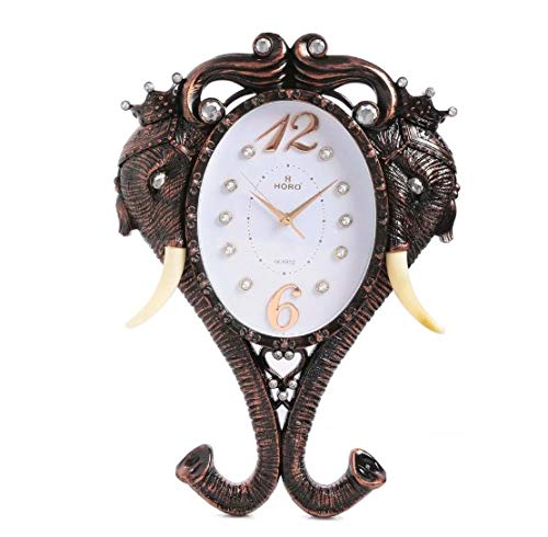 Traditional Elephant Royal Wall Clock for Home and Office Brown