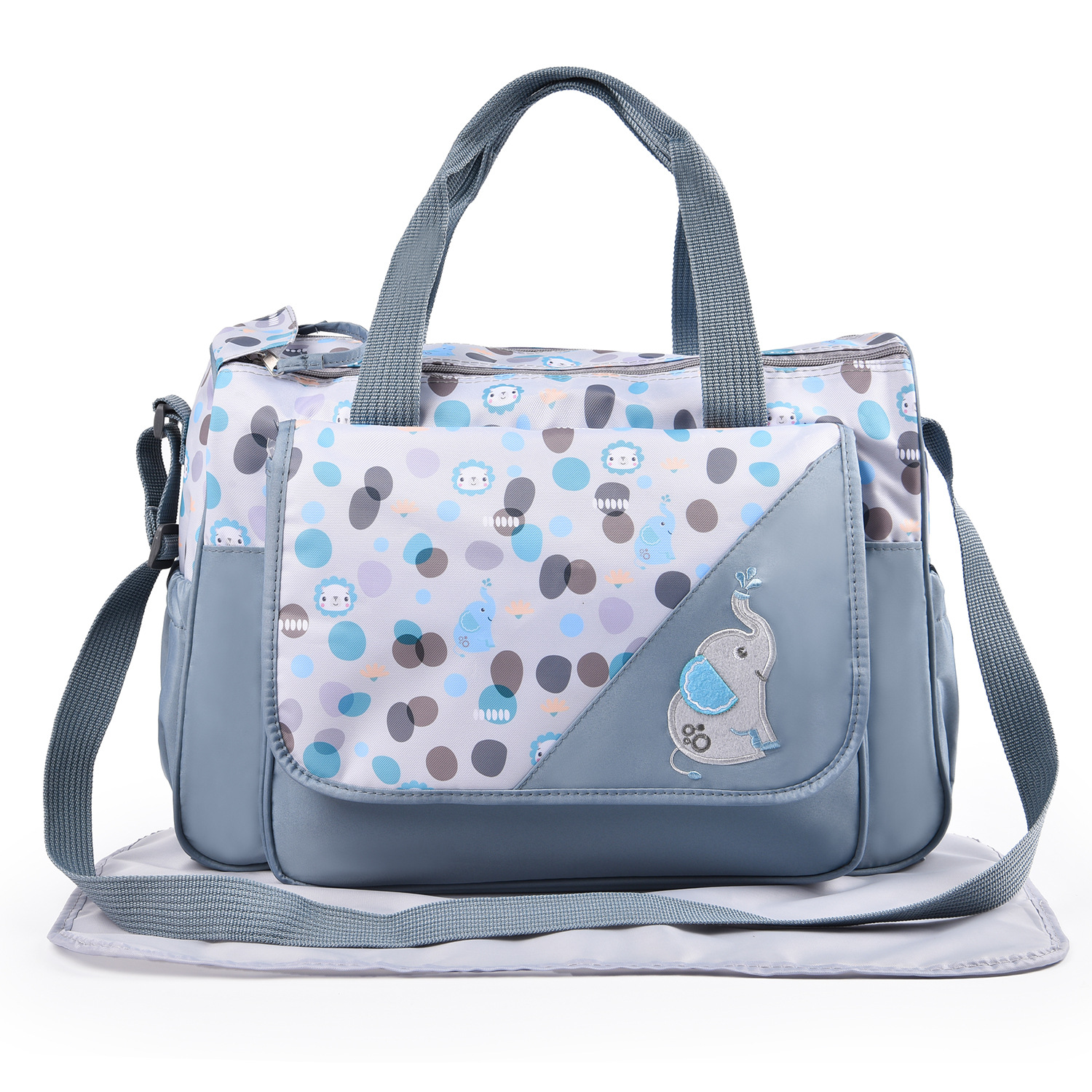 Multifunctional Travel Diaper Side Bag Set With Changing Mat With Pockets