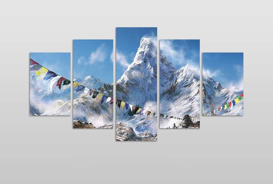 5 Piece Premium Quality HD Wall Art Picture Beautiful Mountain on Canvas for Living Room Decor Solid Wood Inner Frame