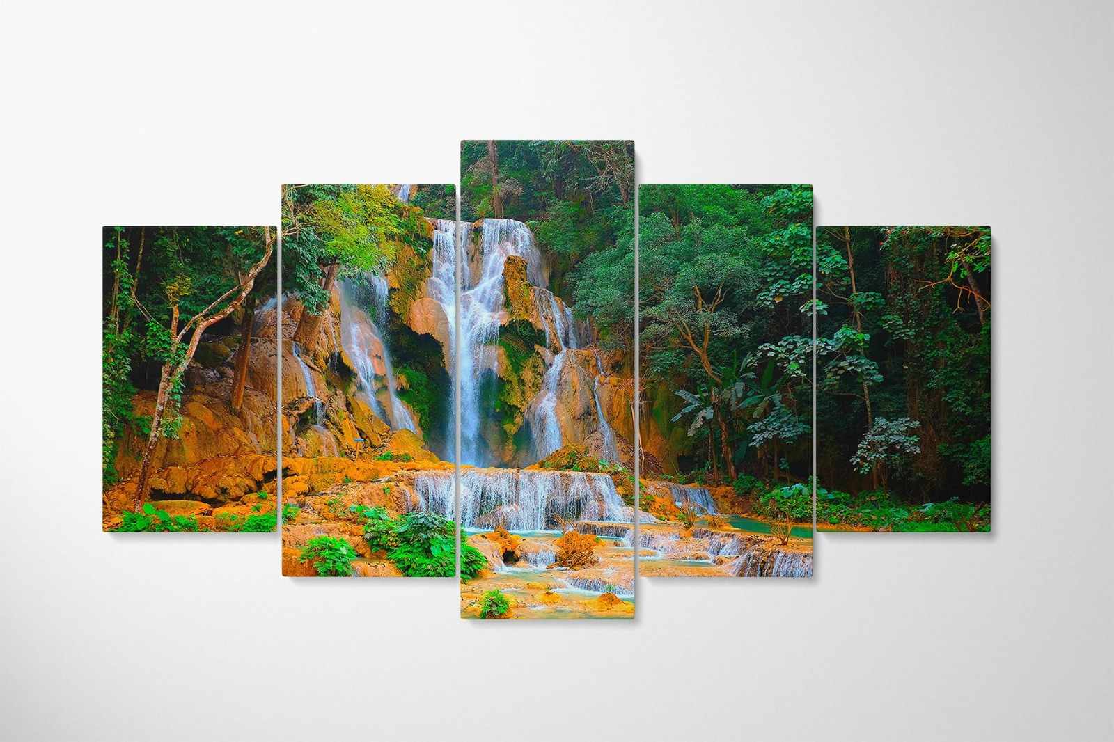 5 Piece Premium Quality HD Wall Art Picture Beautiful Waterfall on Canvas for Living Room Decor Solid Wood Inner Frame