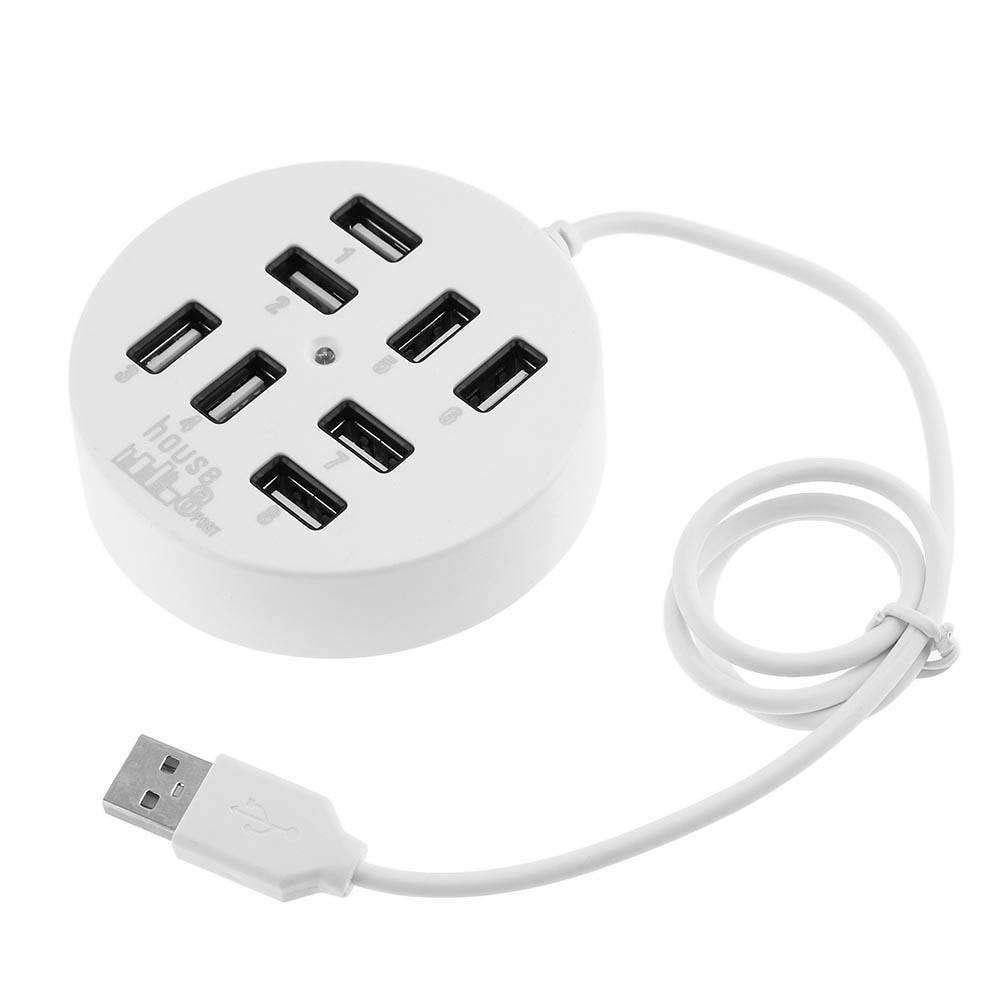 USB Hub 8 Ports Box Data Transmission Round Hub Multi-USB Splitter & Charge for Devices Faster for Mobile Phone, USB Flash Disk, PC, Tablet