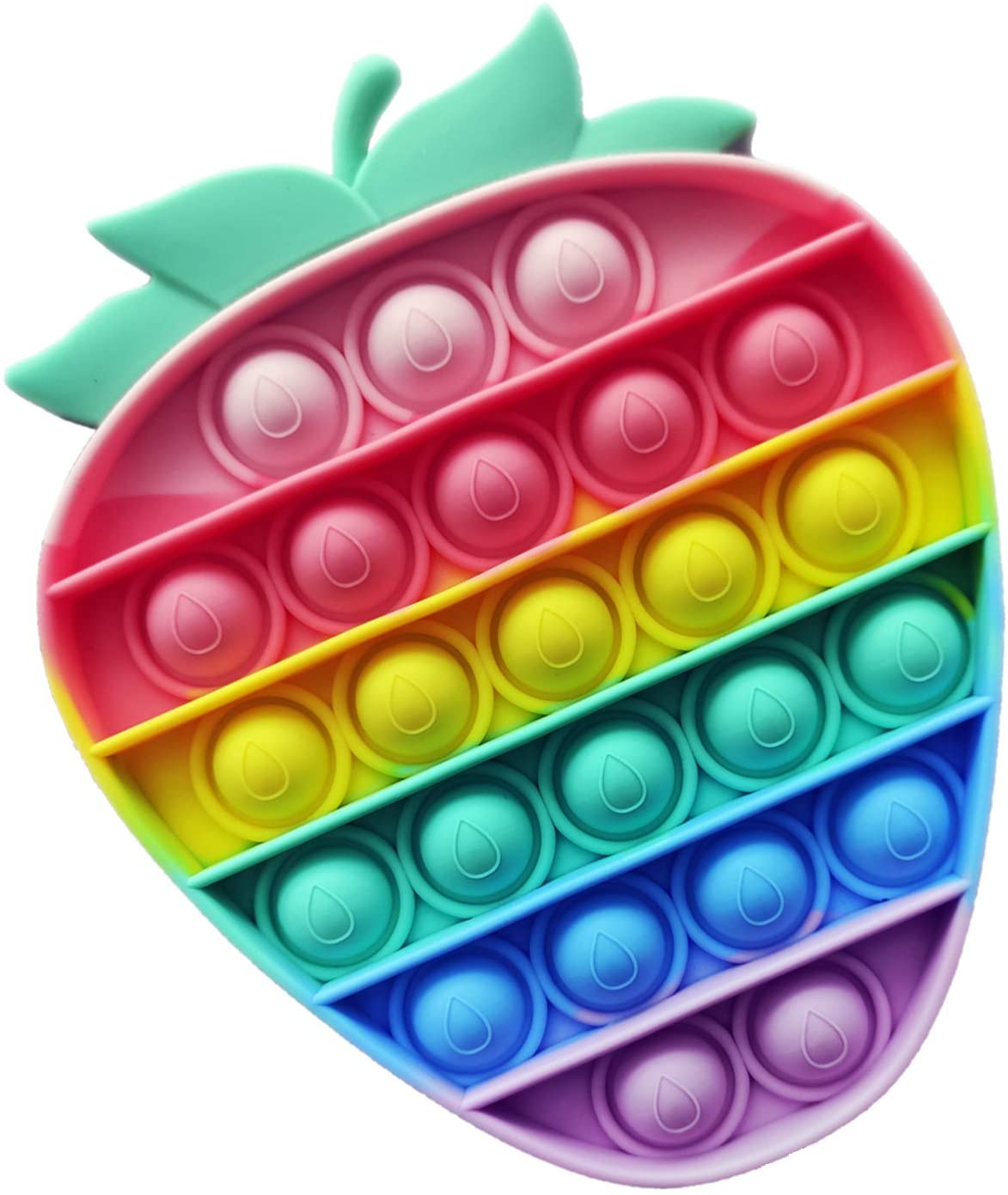 Rainbow Multicolored Rainbow Strawberry Bubble Pop It Clip Finger Silicone Bubble Kids