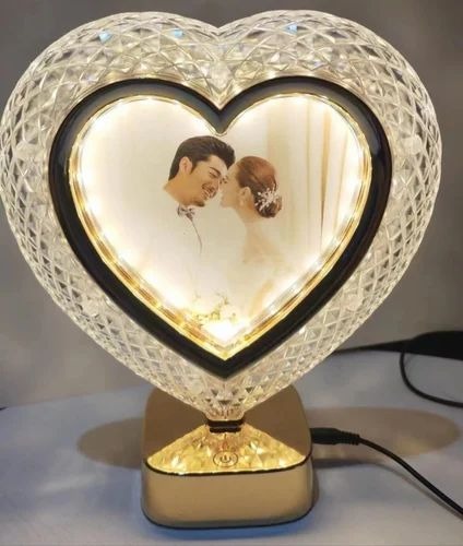 Crystal Glass Heart Shaped Photo Frame Valentines Day Special Gift