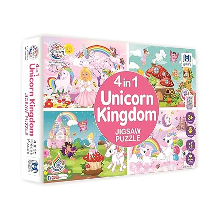 4 in 1 Unicorn Kingdom Jigsaw Puzzle for Kids|A Perfect Jigsaw Puzzle for Little Hands