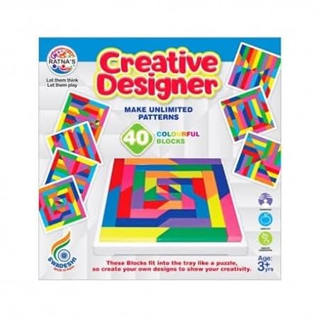 Kids Creative Designer Make Unlimited Patterns with Colorful Blocks (40 Pieces)