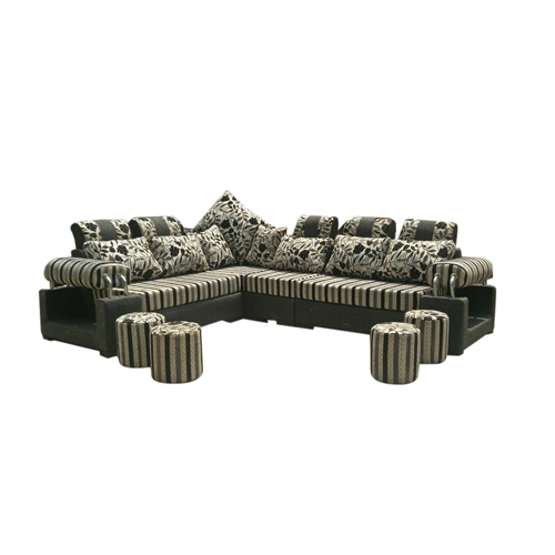 L-Shape Wooden Sectional Sofa -Black