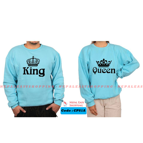 King & Queen - Navyblue  Matching Couple Hoodies - His and Her SweatShirts