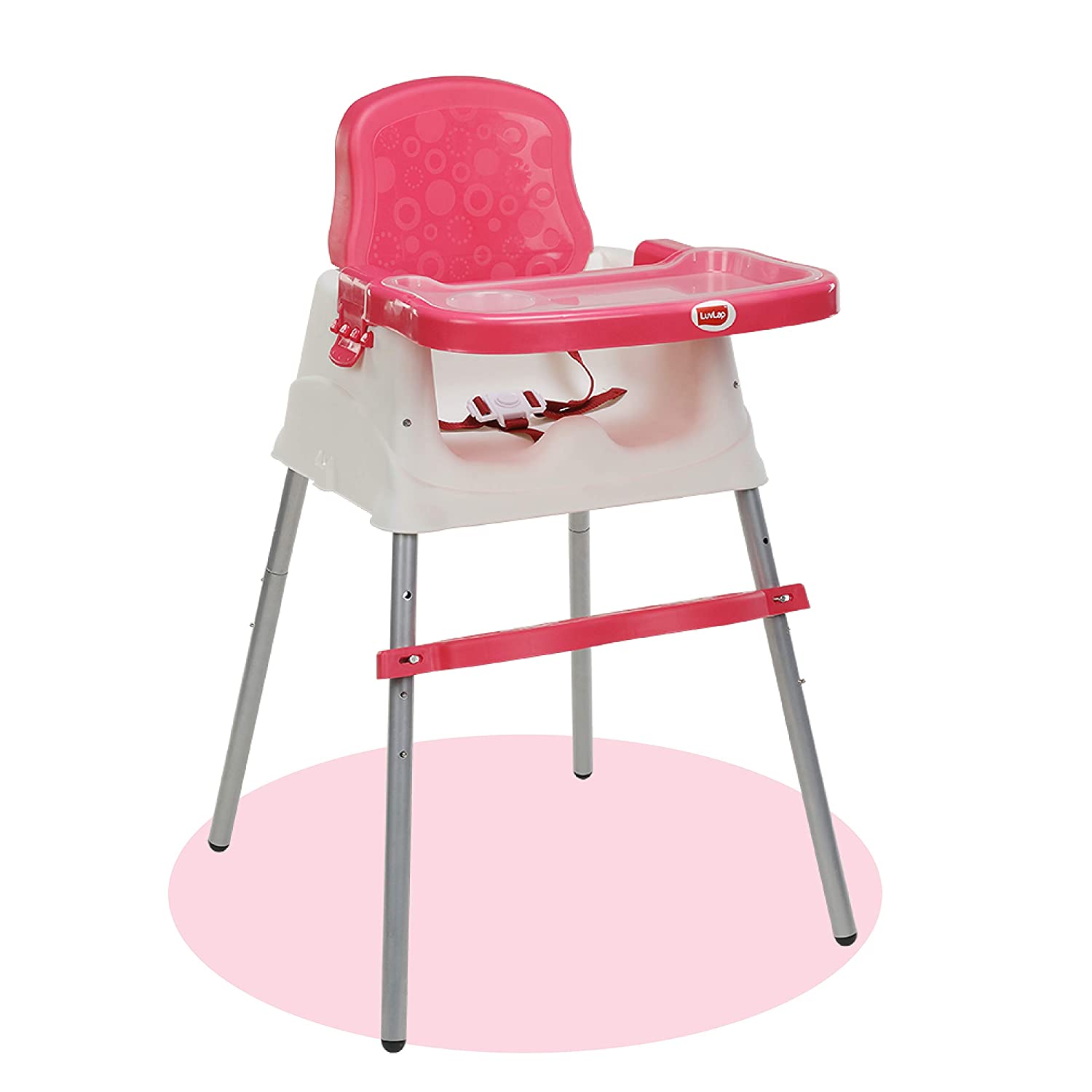 3 In 1 Feeding High Chair Table With Removable Foot-Pink