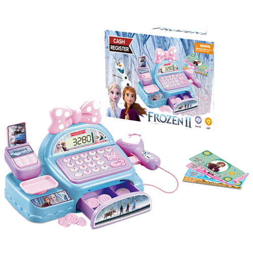 Frozen Toys Cash Register - STEM Learning 69 Piece Pretend Store with Languages, Microphone, Card, Play Money and Banking for Kids,