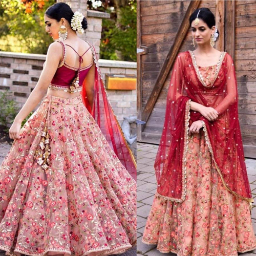 Red Sequence Semistitched  Lehenga Sets For Women