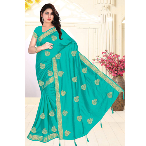 Green Color Georgette  Saree with Blouse For Women
