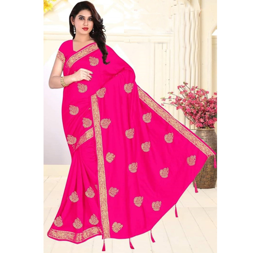 Pink Color Georgette  Saree with Blouse For Women