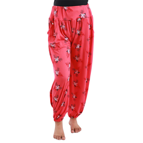 Women's Stylish Print Full Length Red Palazzo for Girl