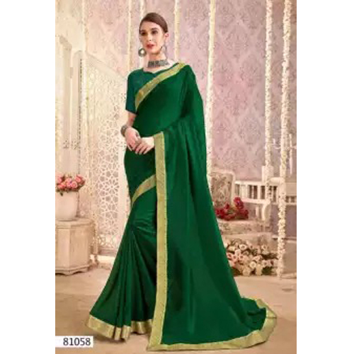 Green/Golden Zari lace Silk Saree With Blouse For Women
