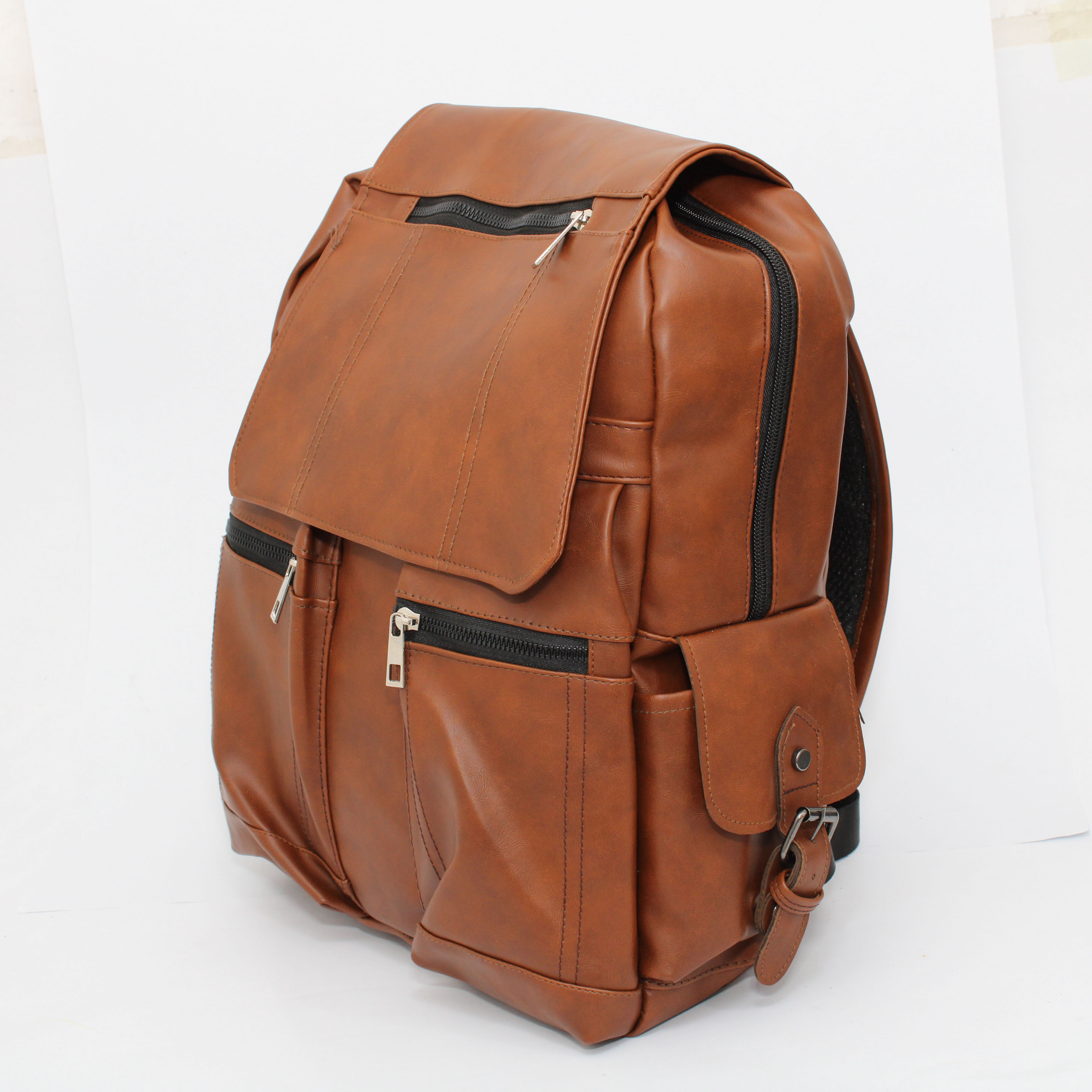 Brown Leather School College Laptop Backpack Bookbag for Men Women
