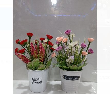 Artificial Rose Flower Bunch Attached With Pot