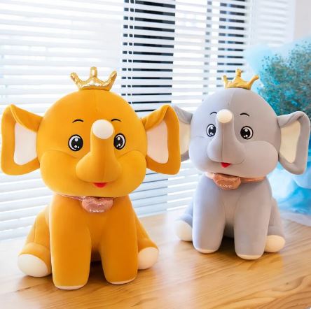 Cute Crown Elephant Doll Pillow Cushion Plush Doll for Gifts