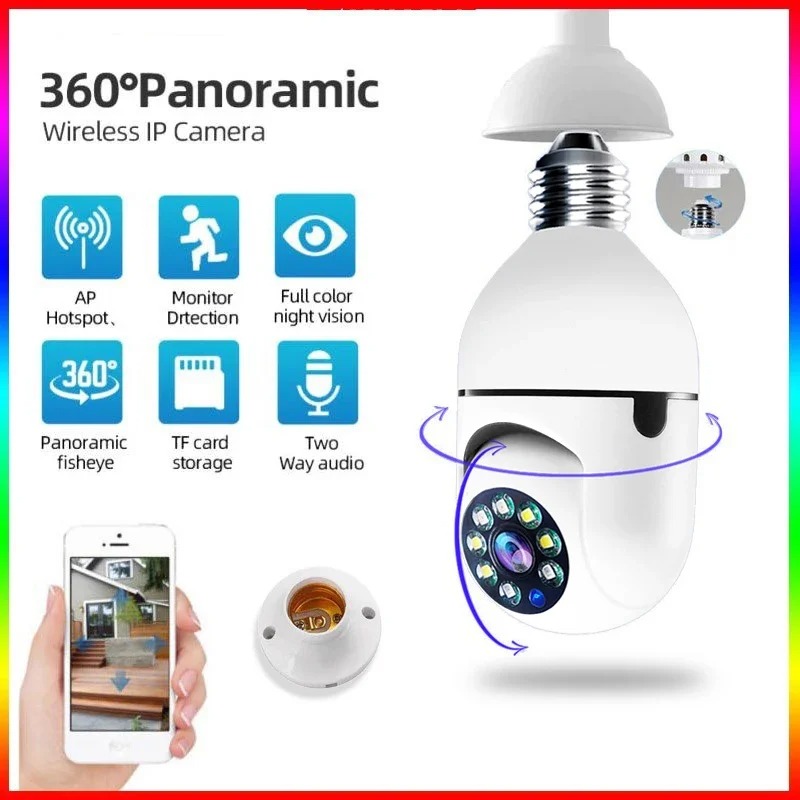 Automatic Human Tracking Wireless Night Vision Light Bulb Camera 2MP